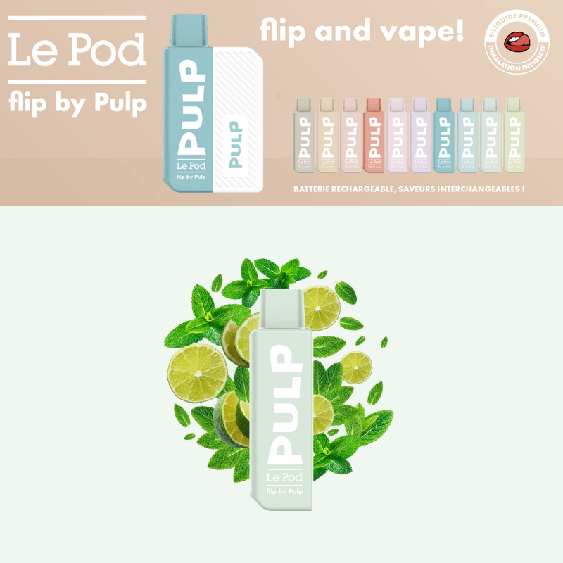 Starter Kit Pêche Melon Glacés - Le Pod Flip by Pulp, Sel de nicotine